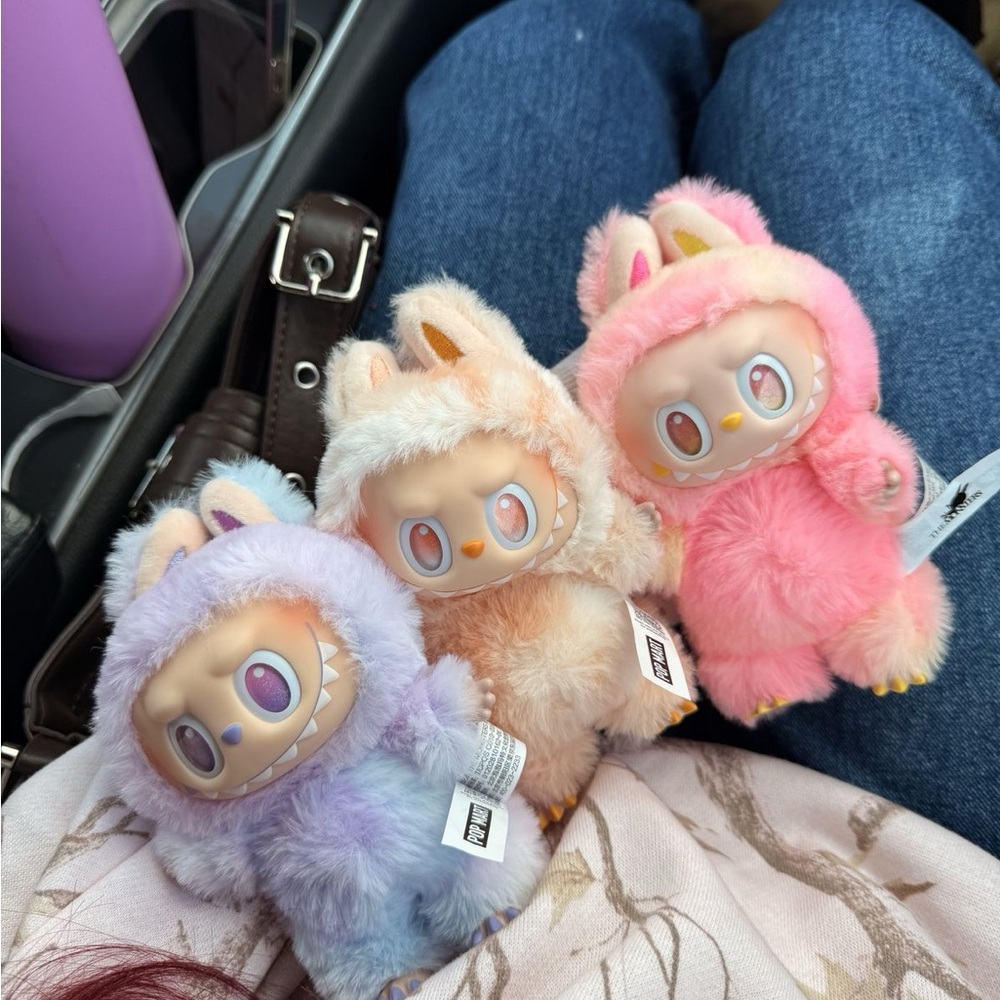 Cute Plush Monster Trio in Pastel Colors